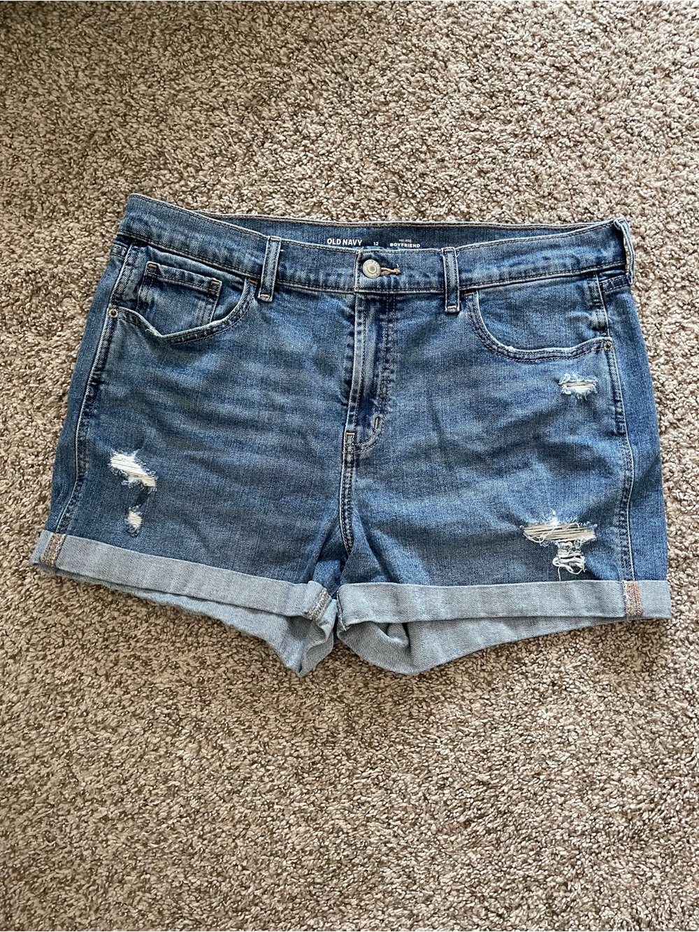 Old Navy Rolled Cuff Distressed Denim Shorts - Medium Blue